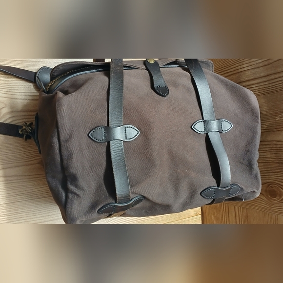 Filson Dark Brown Canvas and Leather Briefcase - Picture 11 of 16